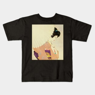 Elegant Beauty: A Portrait of a Geisha with a Parasol - vintage Japanese art Kids T-Shirt